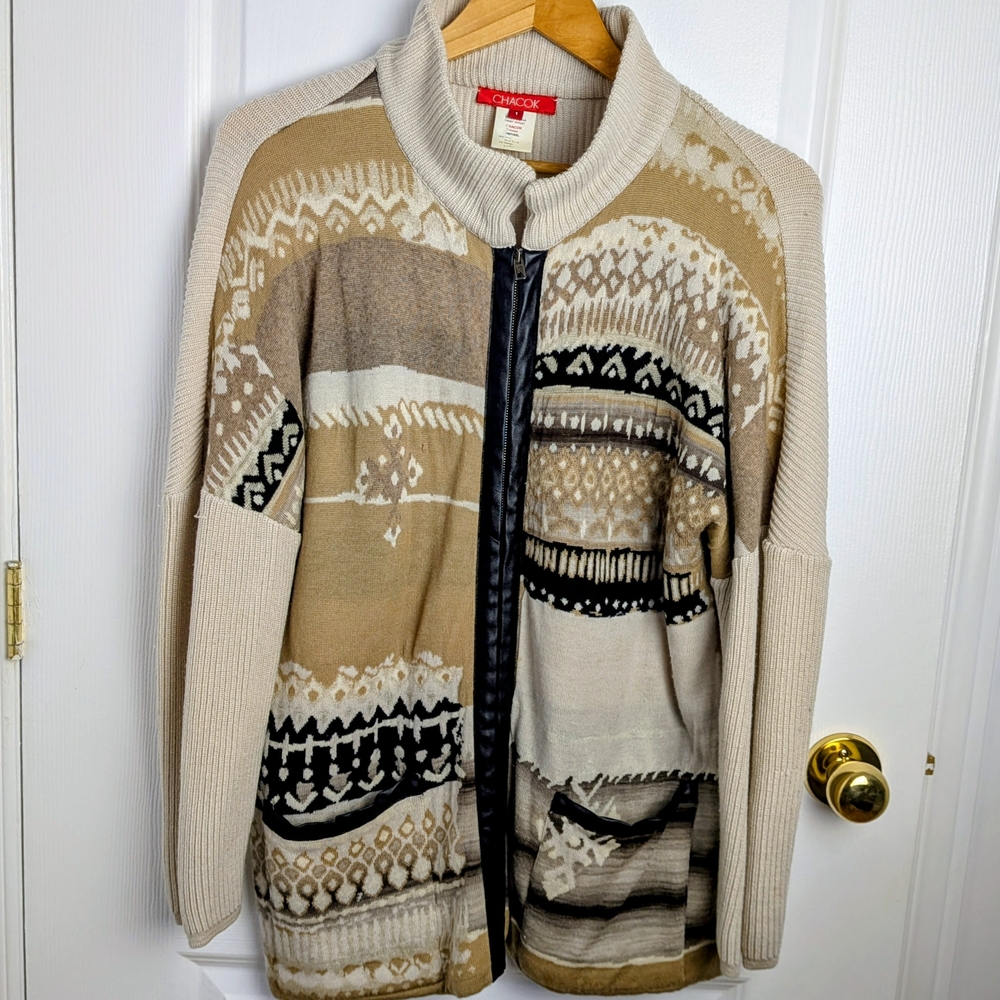 Chacok Meribel Zip Cardigan Sweater Women’s Size 1 Wool Blend Made in France - Picture 2 of 8
